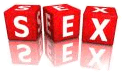 Icônes avec trois dés rouges formant le mot SEX